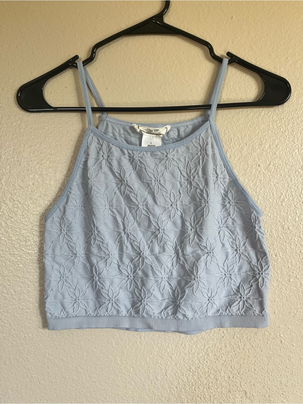 Hippie Rose Light Blue Floral Crochet Crop Tank